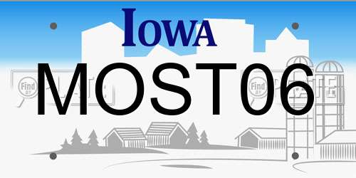 MOST06 Iowa License Plate