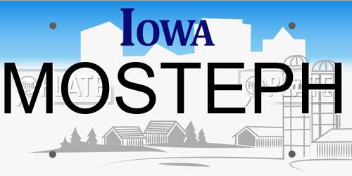 MOSTEPH Iowa License Plate