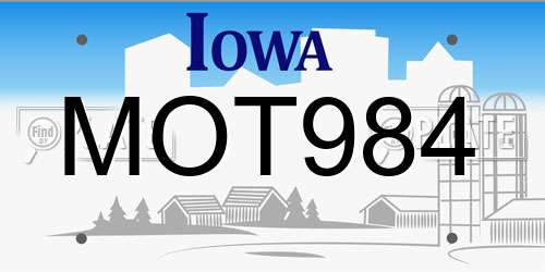 MOT984 Iowa License Plate
