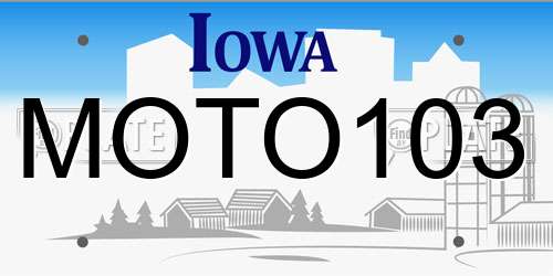 MOTO103 Iowa License Plate