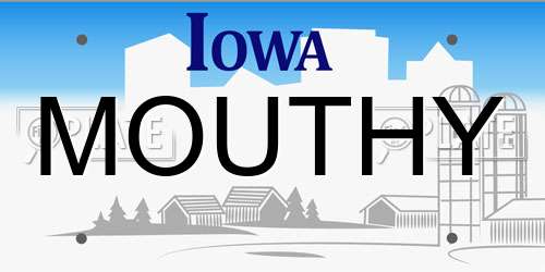 MOUTHY Iowa License Plate