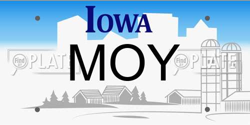 MOY Iowa License Plate