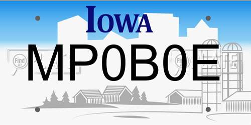 MP0B0E Iowa License Plate