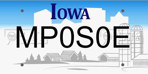 MP0S0E Iowa License Plate