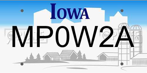 MP0W2A Iowa License Plate