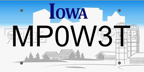 MP0W3T Iowa License Plate