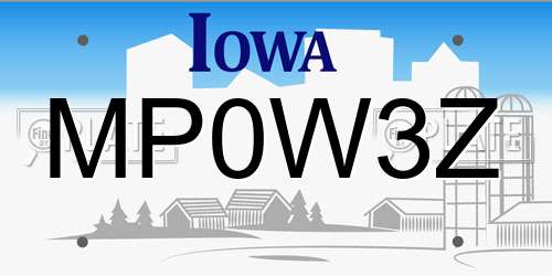MP0W3Z Iowa License Plate