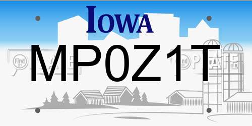 MP0Z1T Iowa License Plate