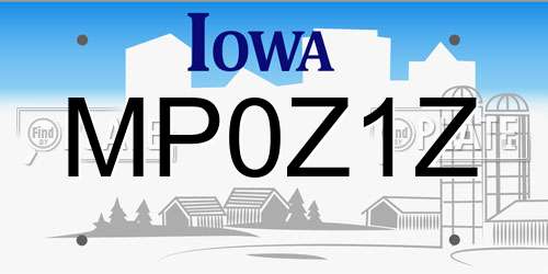 MP0Z1Z Iowa License Plate