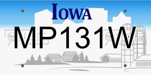 MP131W Iowa License Plate