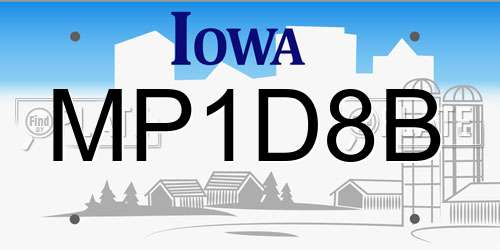 MP1D8B Iowa License Plate