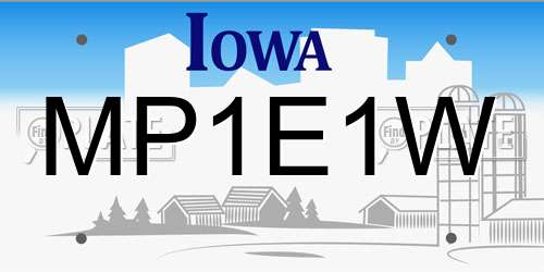 MP1E1W Iowa License Plate