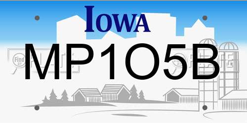 MP1O5B Iowa License Plate