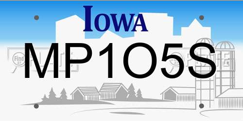 MP1O5S Iowa License Plate
