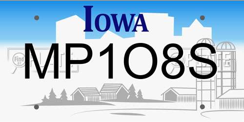 MP1O8S Iowa License Plate