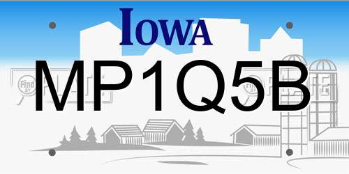 MP1Q5B Iowa License Plate