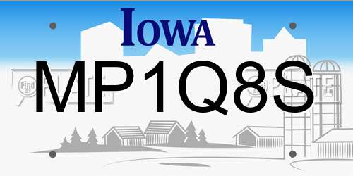 MP1Q8S Iowa License Plate