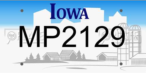 MP2129 Iowa License Plate