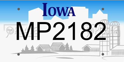 MP2182 Iowa License Plate