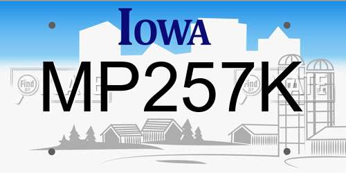 MP257K Iowa License Plate