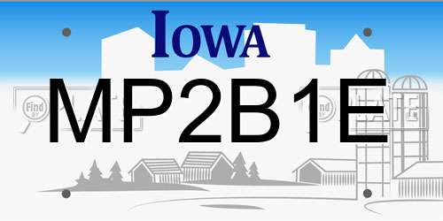 MP2B1E Iowa License Plate