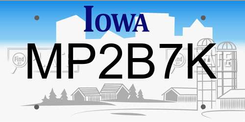 MP2B7K Iowa License Plate