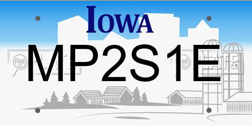MP2S1E Iowa License Plate