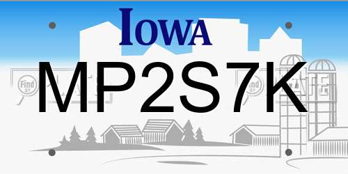 MP2S7K Iowa License Plate