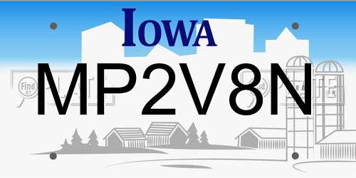 MP2V8N Iowa License Plate