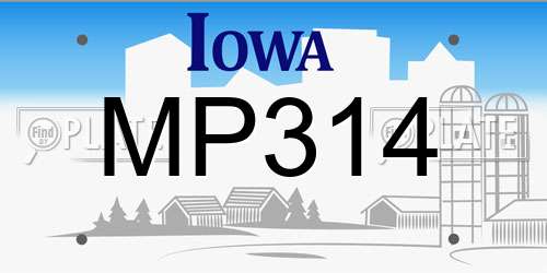 MP314 Iowa License Plate