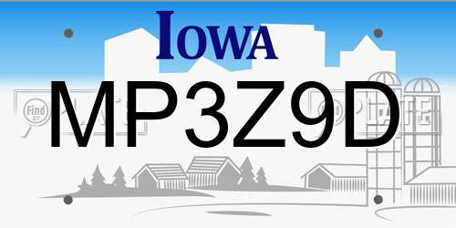 MP3Z9D Iowa License Plate