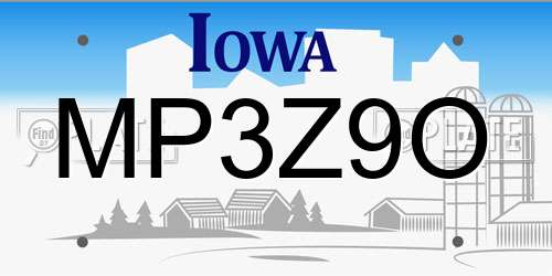 MP3Z9O Iowa License Plate