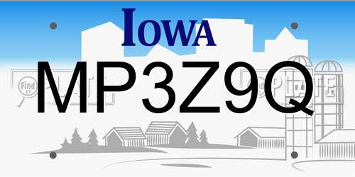 MP3Z9Q Iowa License Plate