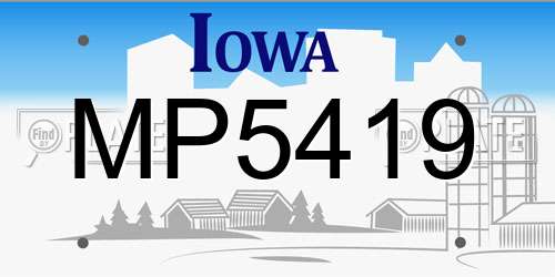 MP5419 Iowa License Plate