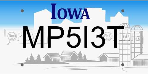 MP5I3T Iowa License Plate