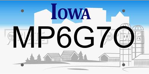 MP6G7O Iowa License Plate
