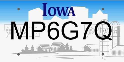 MP6G7Q Iowa License Plate