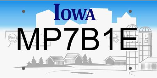 MP7B1E Iowa License Plate