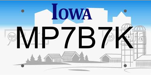 MP7B7K Iowa License Plate