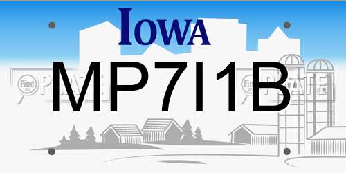MP7I1B Iowa License Plate