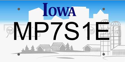 MP7S1E Iowa License Plate