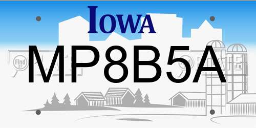 MP8B5A Iowa License Plate