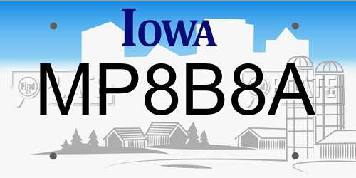 MP8B8A Iowa License Plate