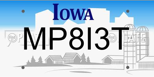MP8I3T Iowa License Plate