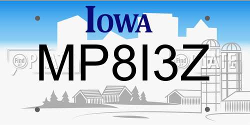 MP8I3Z Iowa License Plate