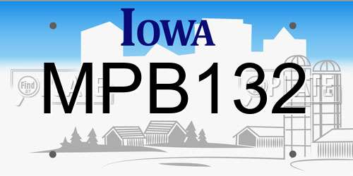 MPB132 Iowa License Plate