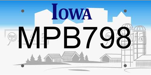 MPB798 Iowa License Plate