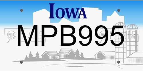 MPB995 Iowa License Plate