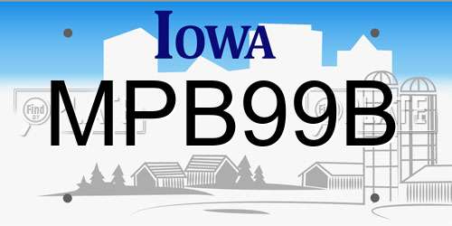 MPB99B Iowa License Plate