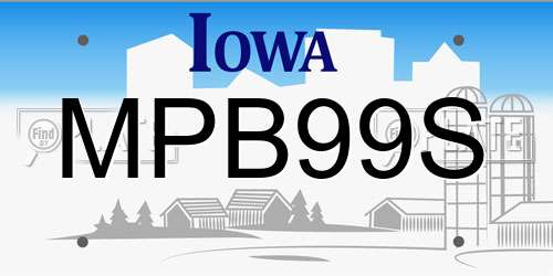 MPB99S Iowa License Plate